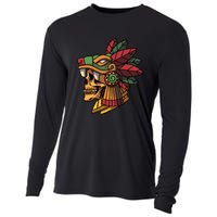 Mayan Ancient Quetzalcoatl Aztec Skull Retro Cooling Performance Long Sleeve Crew