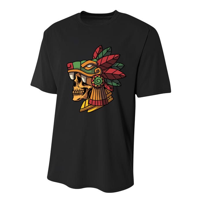 Mayan Ancient Quetzalcoatl Aztec Skull Retro Youth Performance Sprint T-Shirt