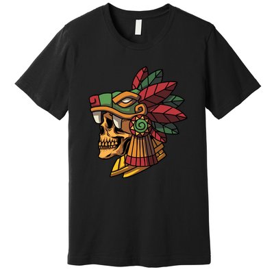 Mayan Ancient Quetzalcoatl Aztec Skull Retro Premium T-Shirt