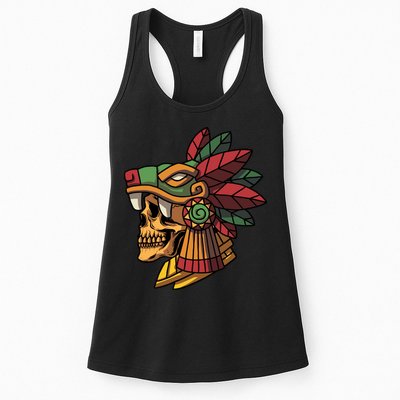 Mayan Ancient Quetzalcoatl Aztec Skull Retro Womens Tank Top