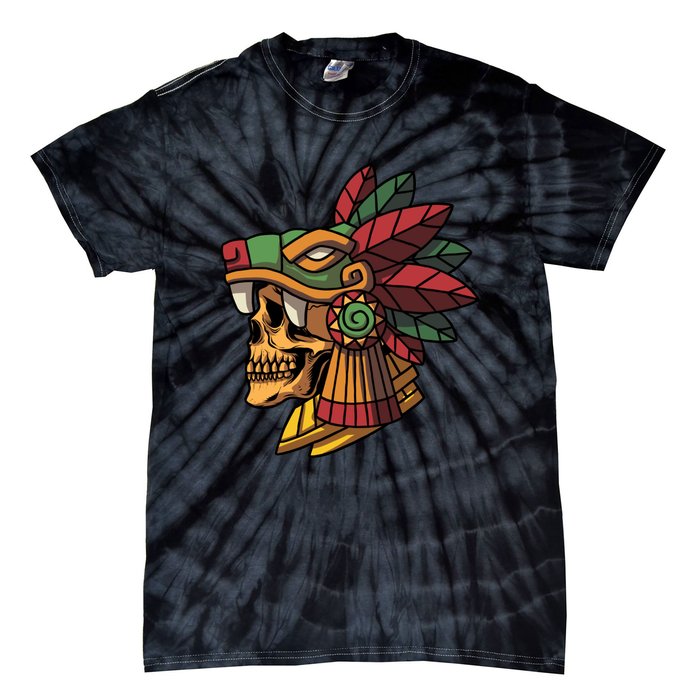 Mayan Ancient Quetzalcoatl Aztec Skull Retro Tie-Dye T-Shirt