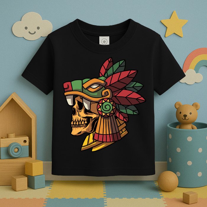 Mayan Ancient Quetzalcoatl Aztec Skull Retro Toddler T-Shirt