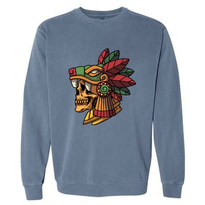 Mayan Ancient Quetzalcoatl Aztec Skull Retro Garment-Dyed Sweatshirt