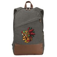 Mayan Ancient Quetzalcoatl Aztec Skull Retro Cotton Canvas Backpack