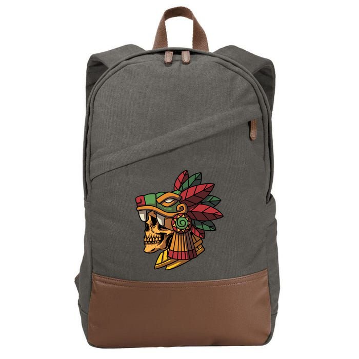 Mayan Ancient Quetzalcoatl Aztec Skull Retro Cotton Canvas Backpack