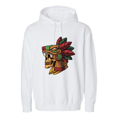 Mayan Ancient Quetzalcoatl Aztec Skull Retro Garment-Dyed Fleece Hoodie