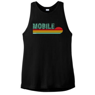 Mobile Alabama Retro Sunset Ladies PosiCharge Tri-Blend Wicking Tank