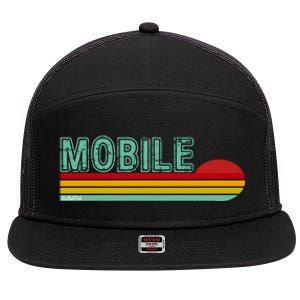 Mobile Alabama Retro Sunset 7 Panel Mesh Trucker Snapback Hat