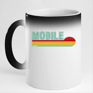 Mobile Alabama Retro Sunset 11oz Black Color Changing Mug