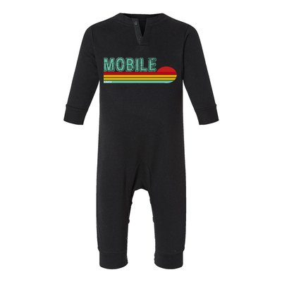 Mobile Alabama Retro Sunset Infant Fleece One Piece