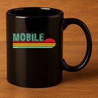 Mobile Alabama Retro Sunset 11oz C Handle Ceramic Mug