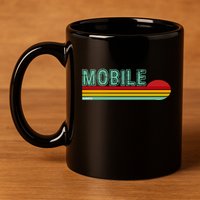 Mobile Alabama Retro Sunset 11oz C Handle Ceramic Mug