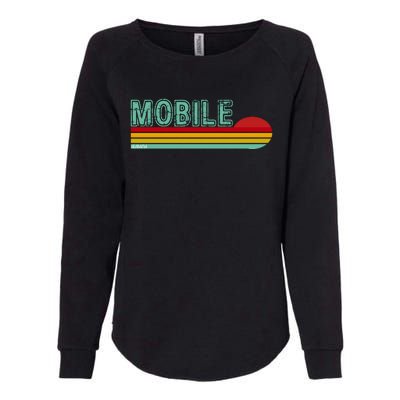 Mobile Alabama Retro Sunset Womens California Wash Sweatshirt