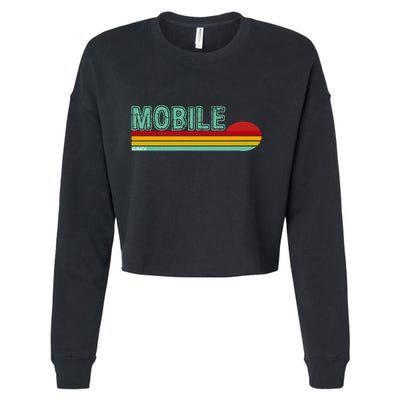 Mobile Alabama Retro Sunset Cropped Pullover Crew