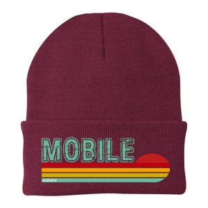 Mobile Alabama Retro Sunset Knit Cap Winter Beanie