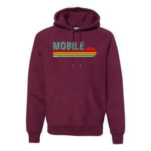 Mobile Alabama Retro Sunset Premium Hoodie