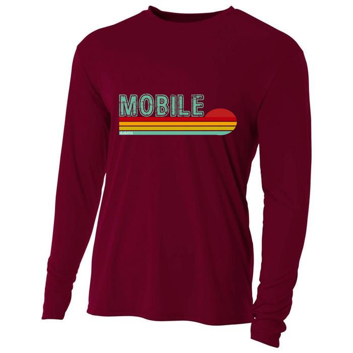 Mobile Alabama Retro Sunset Cooling Performance Long Sleeve Crew