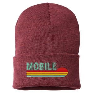 Mobile Alabama Retro Sunset Sustainable Knit Beanie