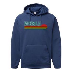 Mobile Alabama Retro Sunset Performance Fleece Hoodie