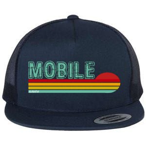 Mobile Alabama Retro Sunset Flat Bill Trucker Hat