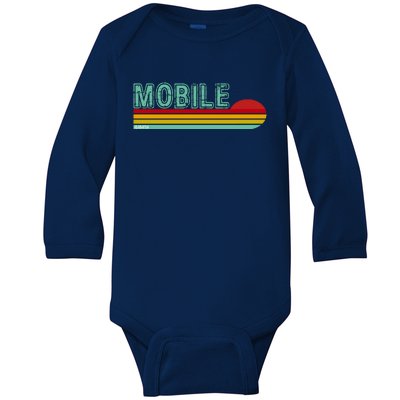 Mobile Alabama Retro Sunset Baby Long Sleeve Bodysuit