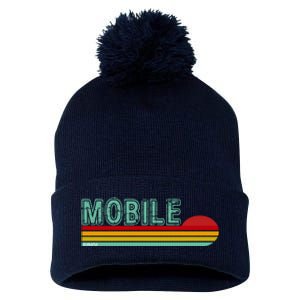 Mobile Alabama Retro Sunset Pom Pom 12in Knit Beanie