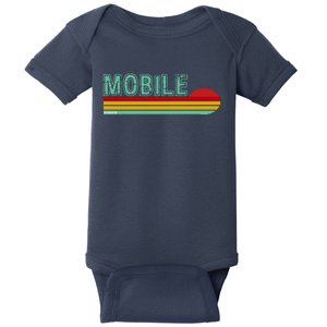 Mobile Alabama Retro Sunset Baby Bodysuit