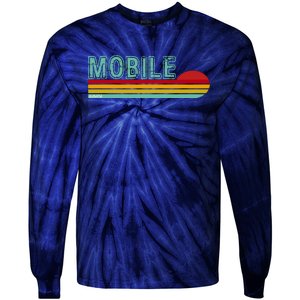 Mobile Alabama Retro Sunset Tie-Dye Long Sleeve Shirt