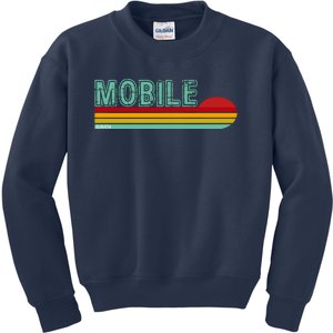 Mobile Alabama Retro Sunset Kids Sweatshirt