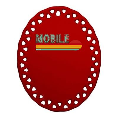 Mobile Alabama Retro Sunset Ceramic Oval Ornament