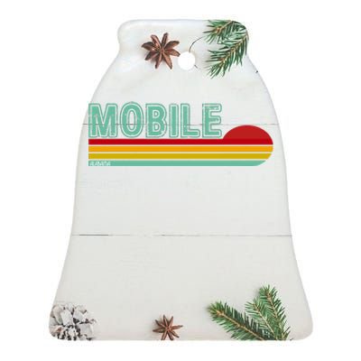 Mobile Alabama Retro Sunset Ceramic Bell Ornament