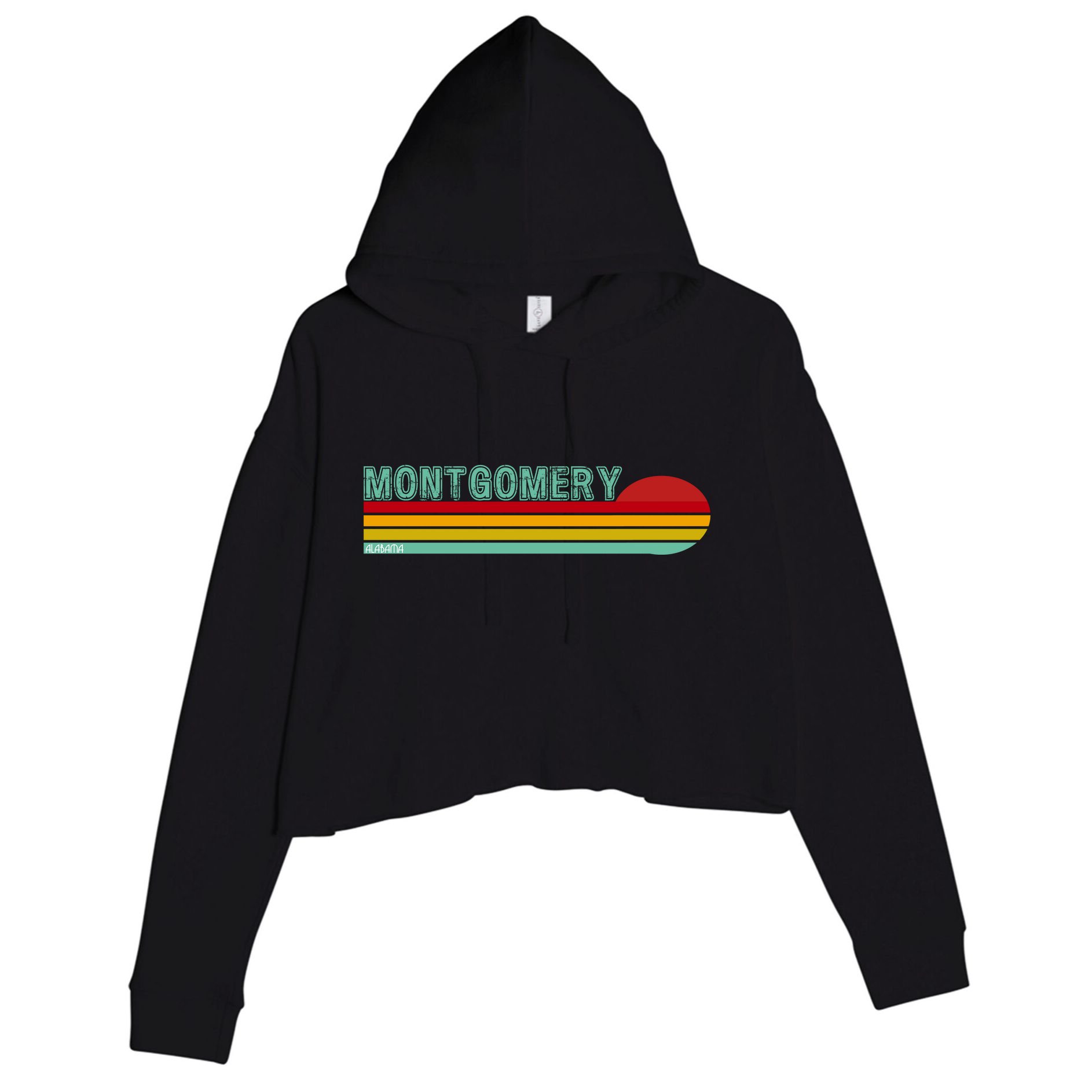 Montgomery Alabama Retro Sunset Crop Fleece Hoodie