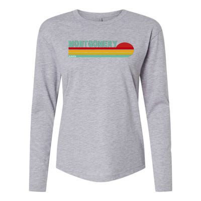 Montgomery Alabama Retro Sunset Womens Cotton Relaxed Long Sleeve T-Shirt