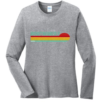 Montgomery Alabama Retro Sunset Ladies Long Sleeve Shirt