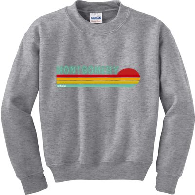 Montgomery Alabama Retro Sunset Kids Sweatshirt