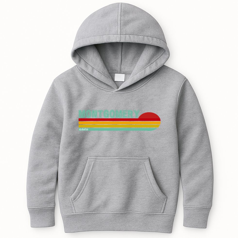 Montgomery Alabama Retro Sunset Kids Hoodie