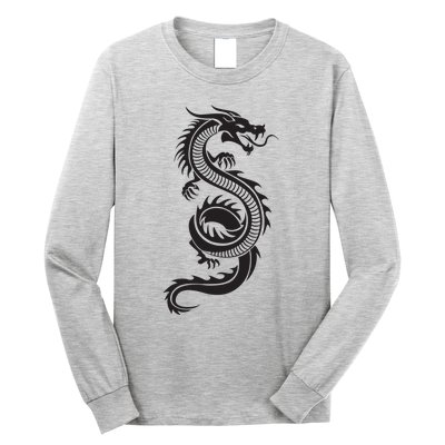 Martial Arts Red Chinese Firedrake Dragon Print Art Long Sleeve Shirt