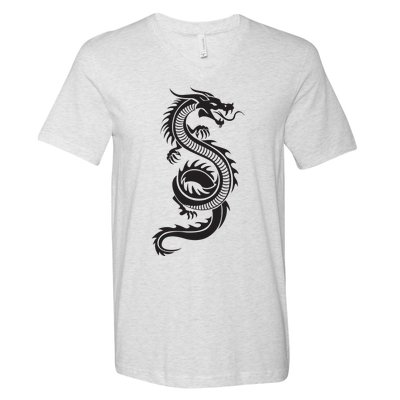 Martial Arts Red Chinese Firedrake Dragon Print Art V-Neck T-Shirt