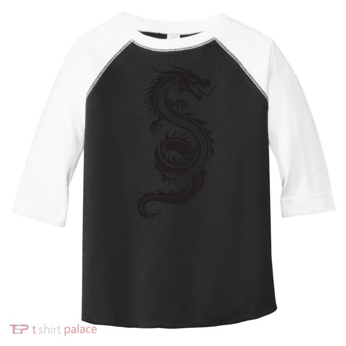 Martial Arts Red Chinese Firedrake Dragon Print Art Toddler Fine Jersey T-Shirt