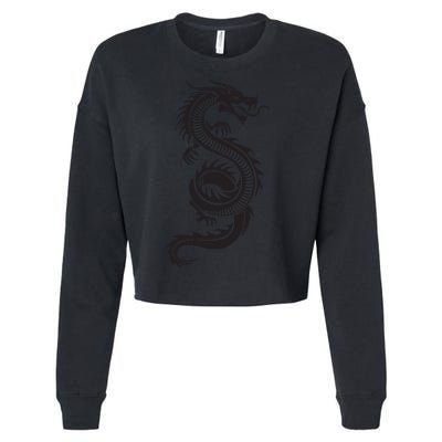 Martial Arts Red Chinese Firedrake Dragon Print Art Cropped Pullover Crew