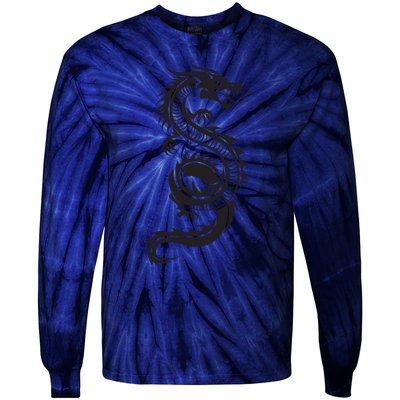 Martial Arts Red Chinese Firedrake Dragon Print Art Tie-Dye Long Sleeve Shirt