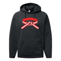 Martial Arts Red Belt With White Stripe Performance Fleece Hoodie