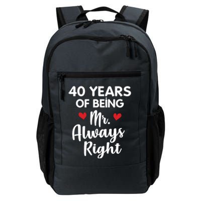 Mr Always Right 40th Wedding Anniversary Gift For Husband Funny Gift Daily Commute Backpack