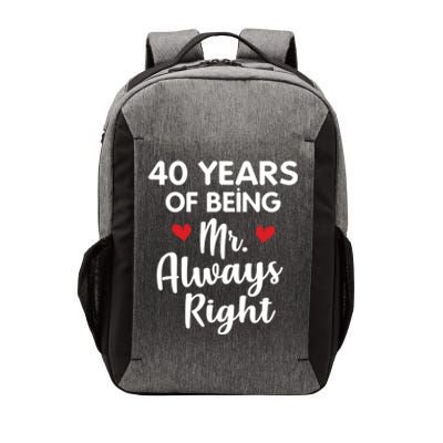 Mr Always Right 40th Wedding Anniversary Gift For Husband Funny Gift Vector Backpack