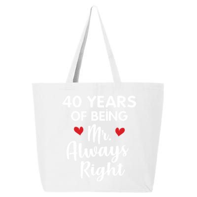 Mr Always Right 40th Wedding Anniversary Gift For Husband Funny Gift 25L Jumbo Tote