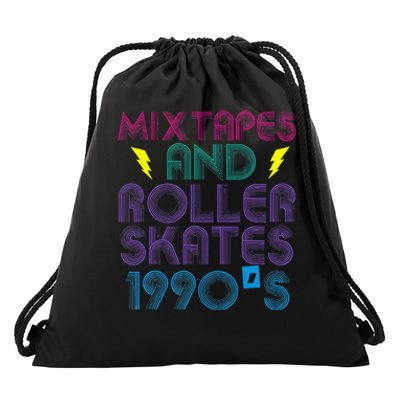 Mixtapes And Roller Skates 90s Cassettes Era Music Funny Drawstring Bag