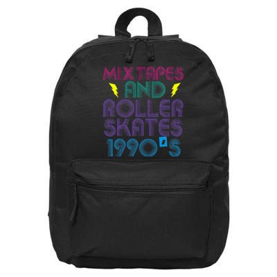 Mixtapes And Roller Skates 90s Cassettes Era Music Funny 16 in Basic Backpack