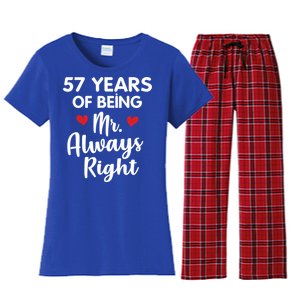 Mr Always Right 57th Wedding Anniversary Gift For Husband Gift Women's Flannel Pajama Set