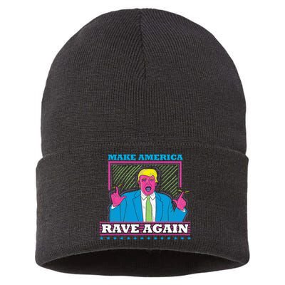 Make America Rave Again Funny Trump Edm Sustainable Knit Beanie