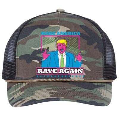 Make America Rave Again Funny Trump Edm Retro Rope Trucker Hat Cap